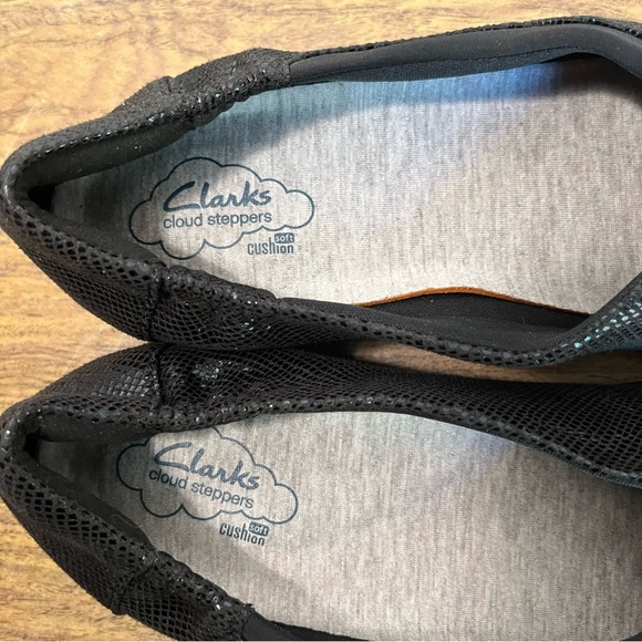 Clarks Black Sillian Jetay Wedge Flats Size 8 - Picture 9 of 14